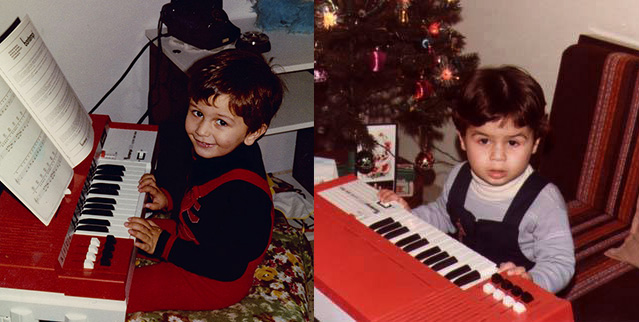 Alex (left) and myself (right) playing the same toy piano